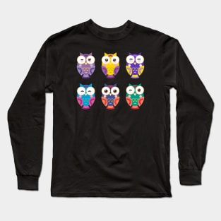 Bright colorful owls  4) Long Sleeve T-Shirt